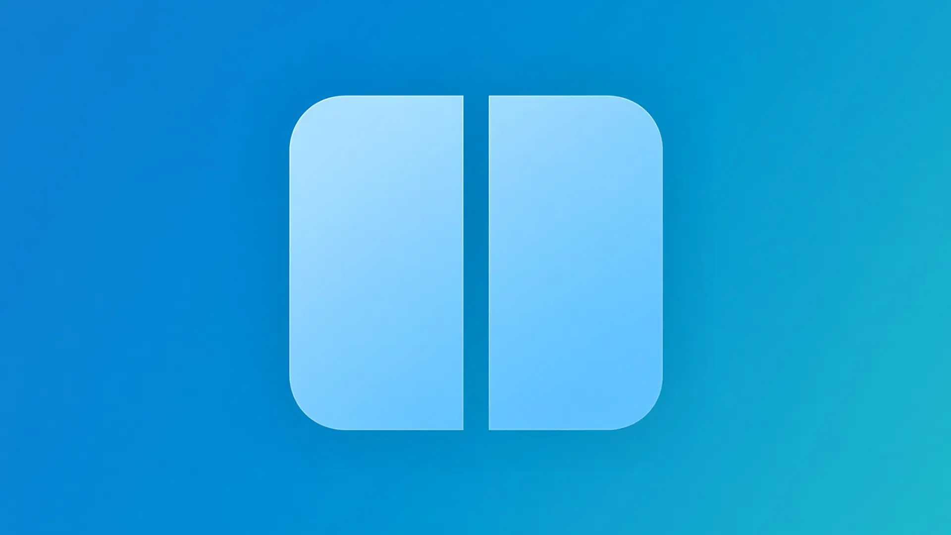 Two pale rounded rectangles sitting side by side with a narrow gap between them, centred on a blue gradient
