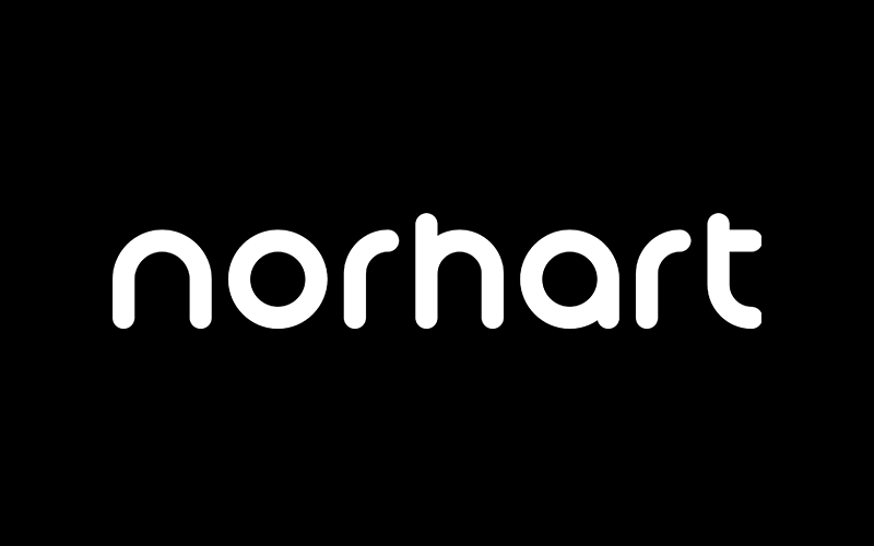 Norhart text-based logo design demonstrating clean typography and scalable brand identity for $200M+ real estate innovation company