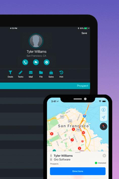 Gro CRM B2B SaaS platform dashboard displaying award-winning user experience design with seamless Apple ecosystem integration