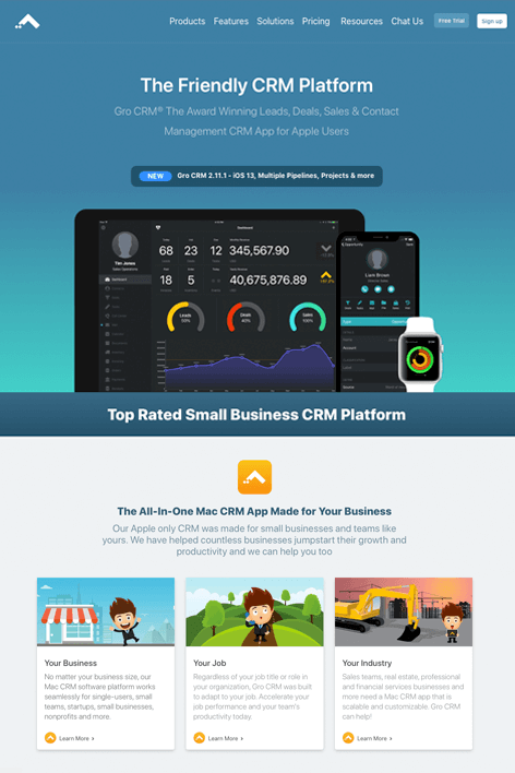 Gro CRM Product Marketing Website by Justin Bartak