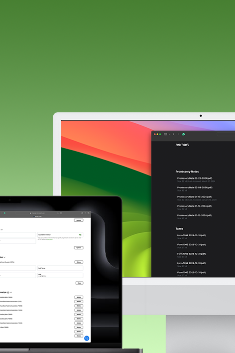 Norhart Invest cutting-edge fintech interface showcasing AI-integrated investment platform with minimalist design generating $70 million annually